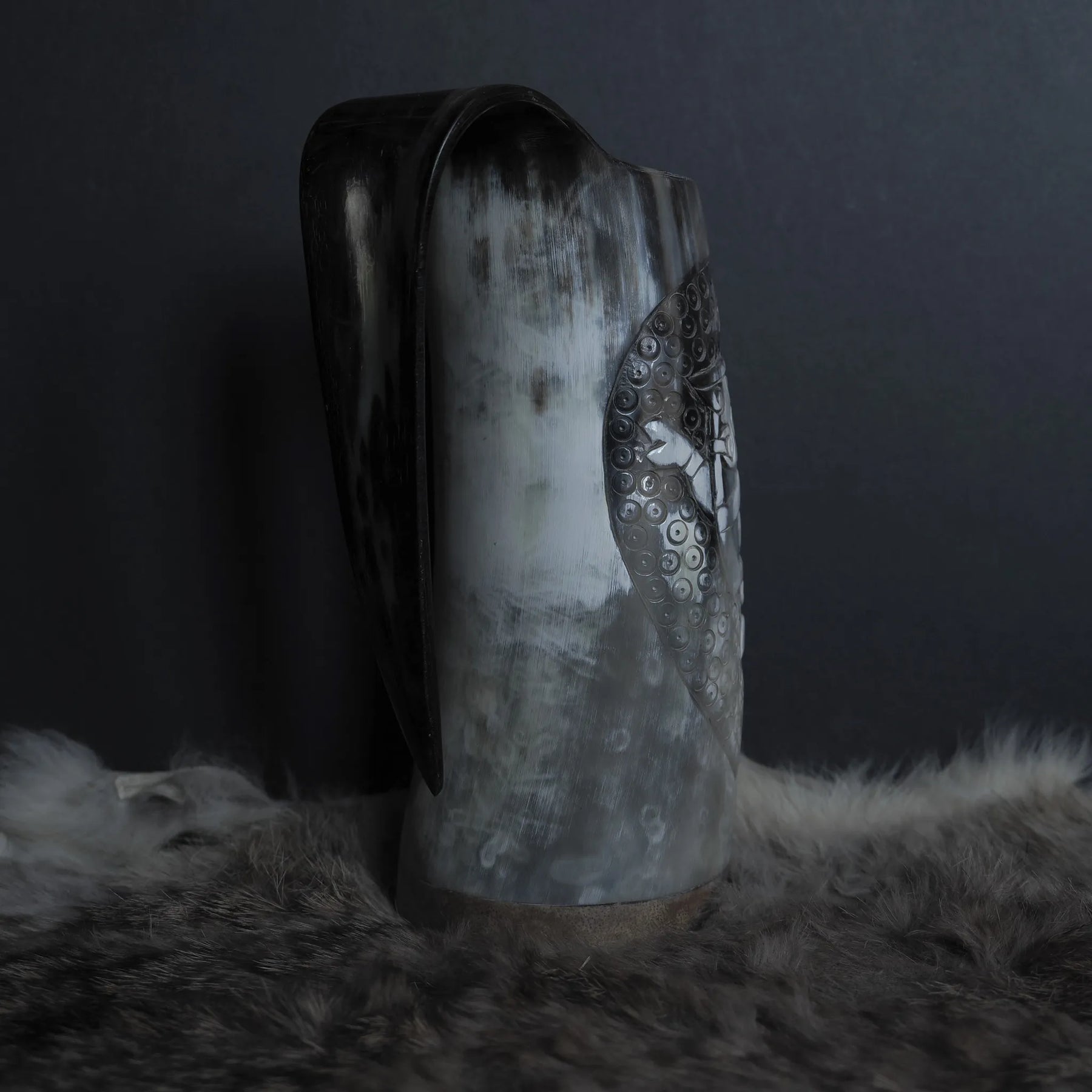 Handsnidad hornmugg, Thyr och fenris