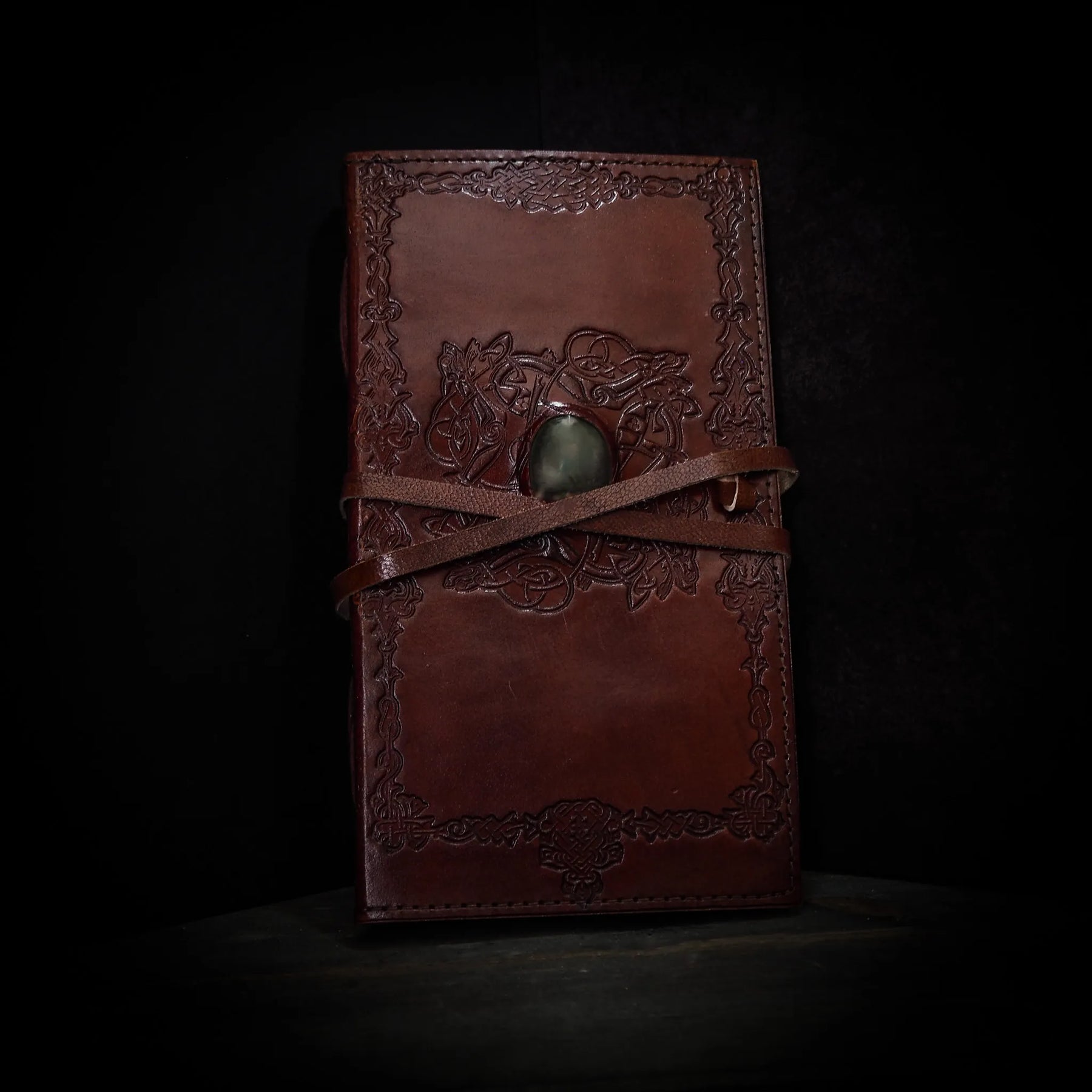 Leather book with stone, large