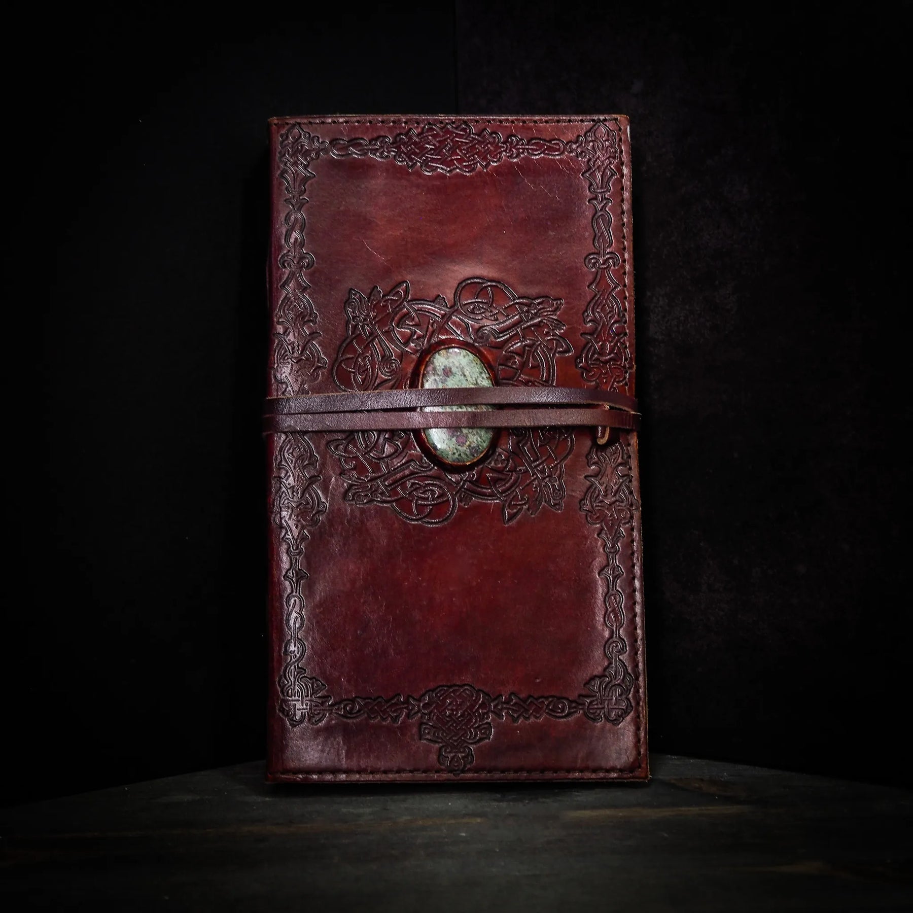 Leather book with stone, large