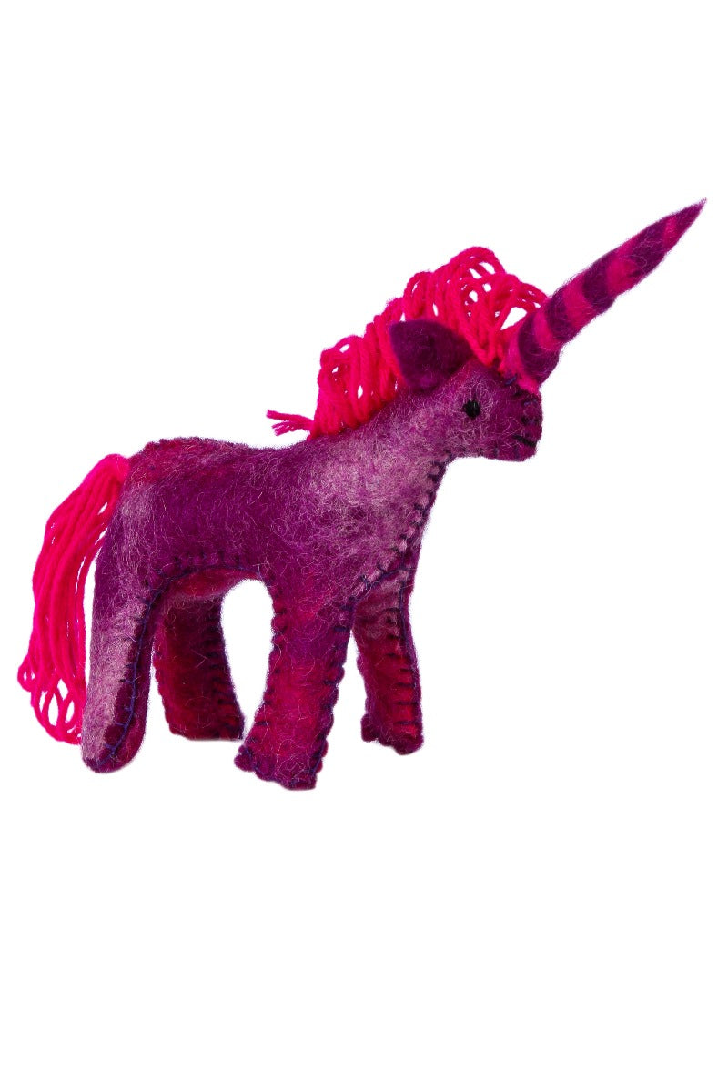 enhörning unicorn lilla purple tovad felted wool ull nordlys