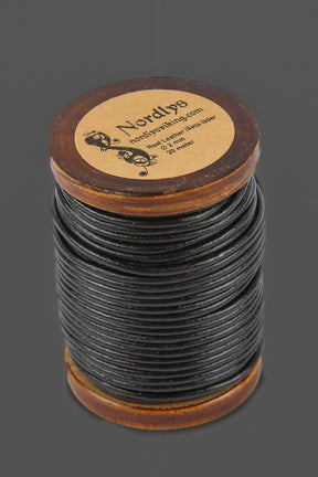 Leather cord black 20 m, 2 mm