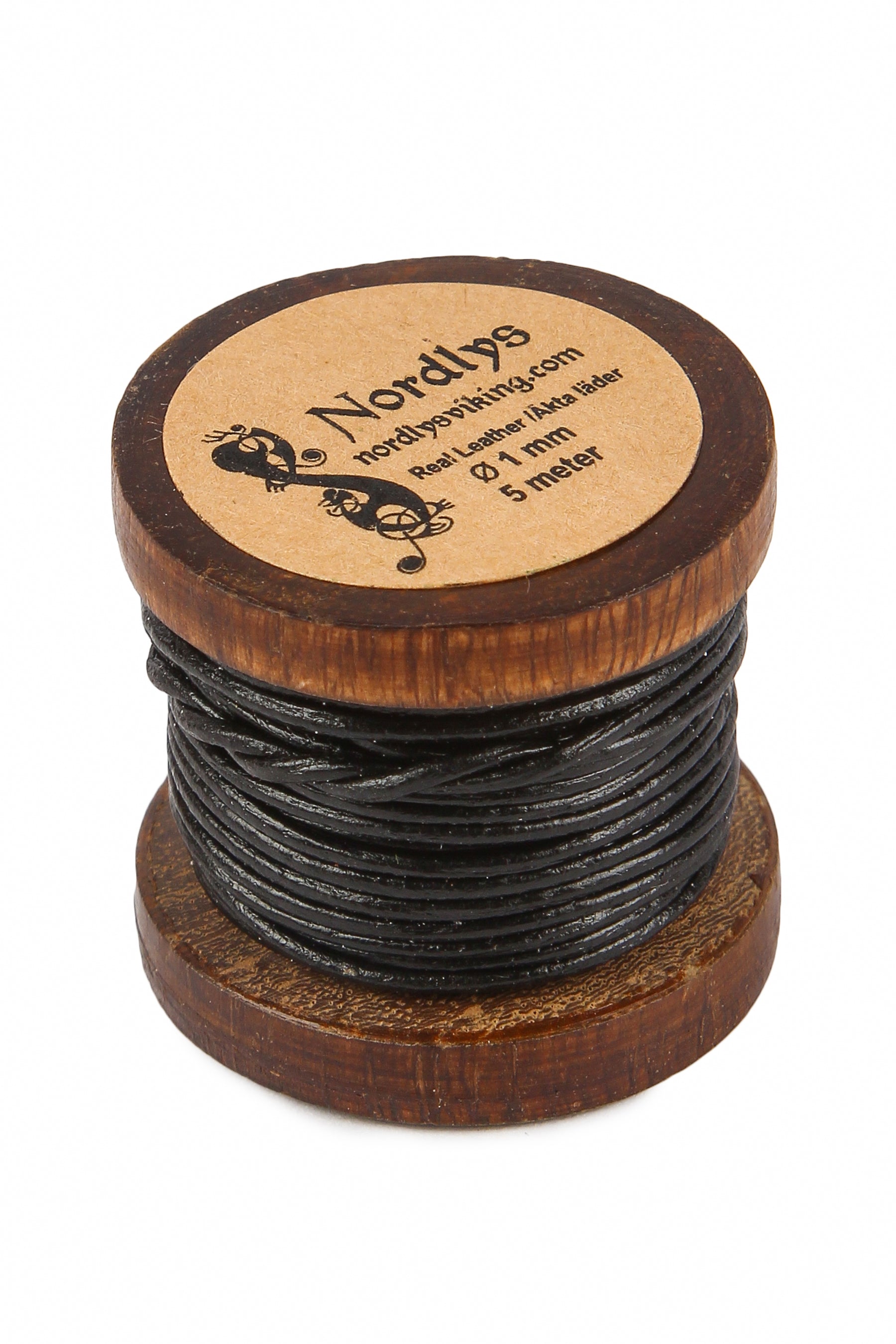 Svart lädertråd.Black leather thread.