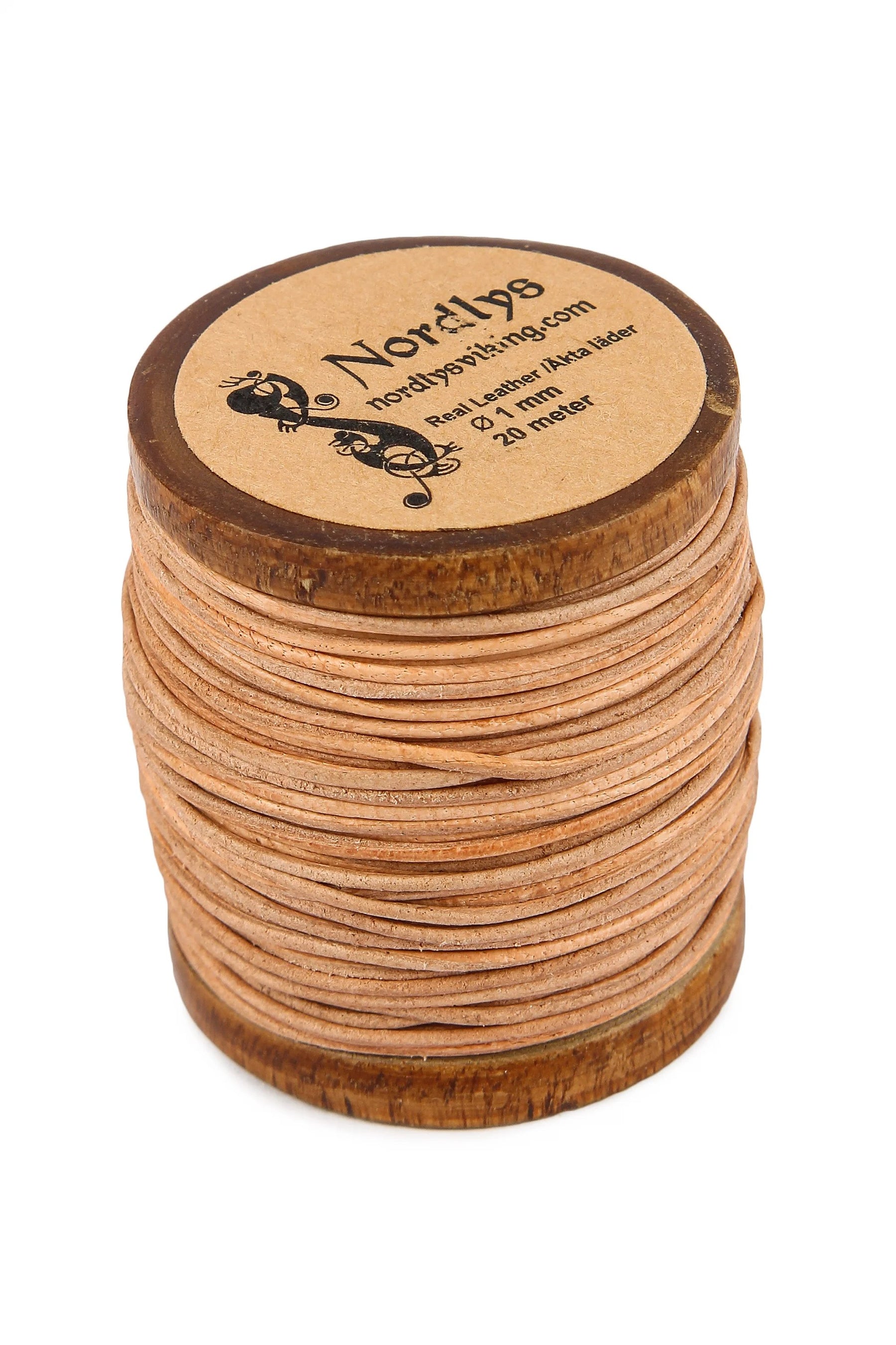 Läderband naturfärgad 20 meter . 1mm, leatherband 1mm natural