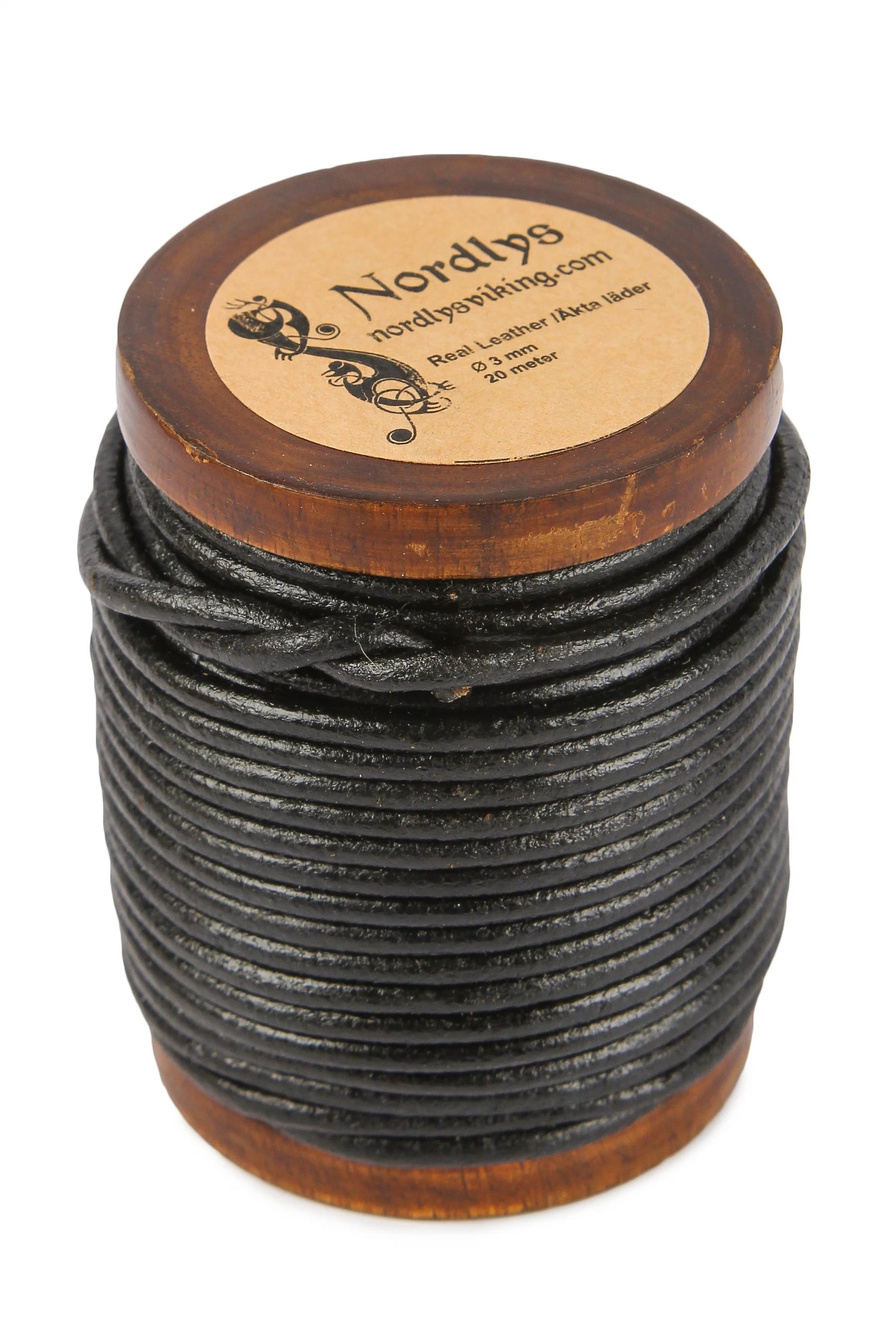 Svart lädertråd.Black leather thread.