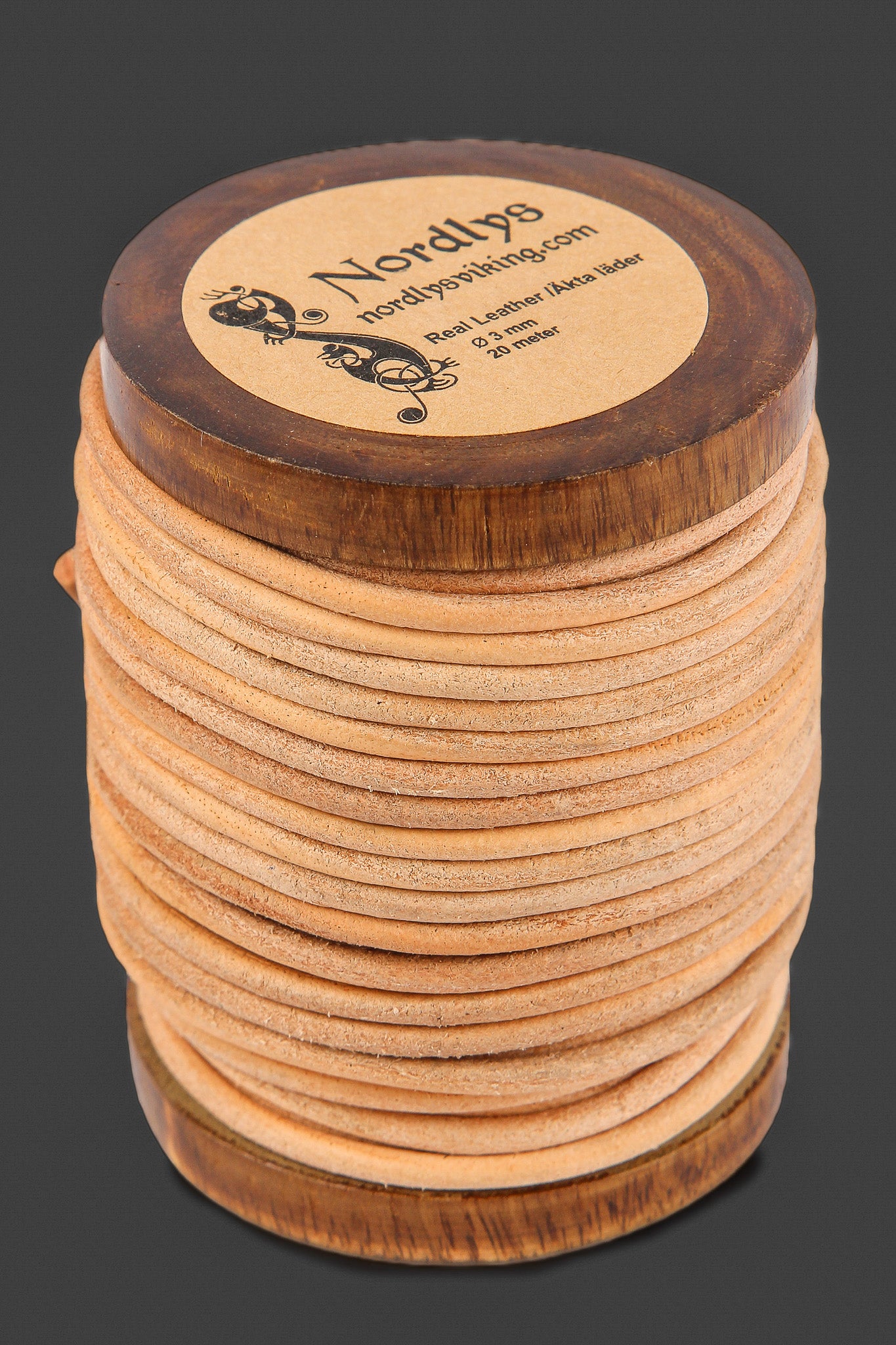 Läderband natur 20 meter, 3 mm