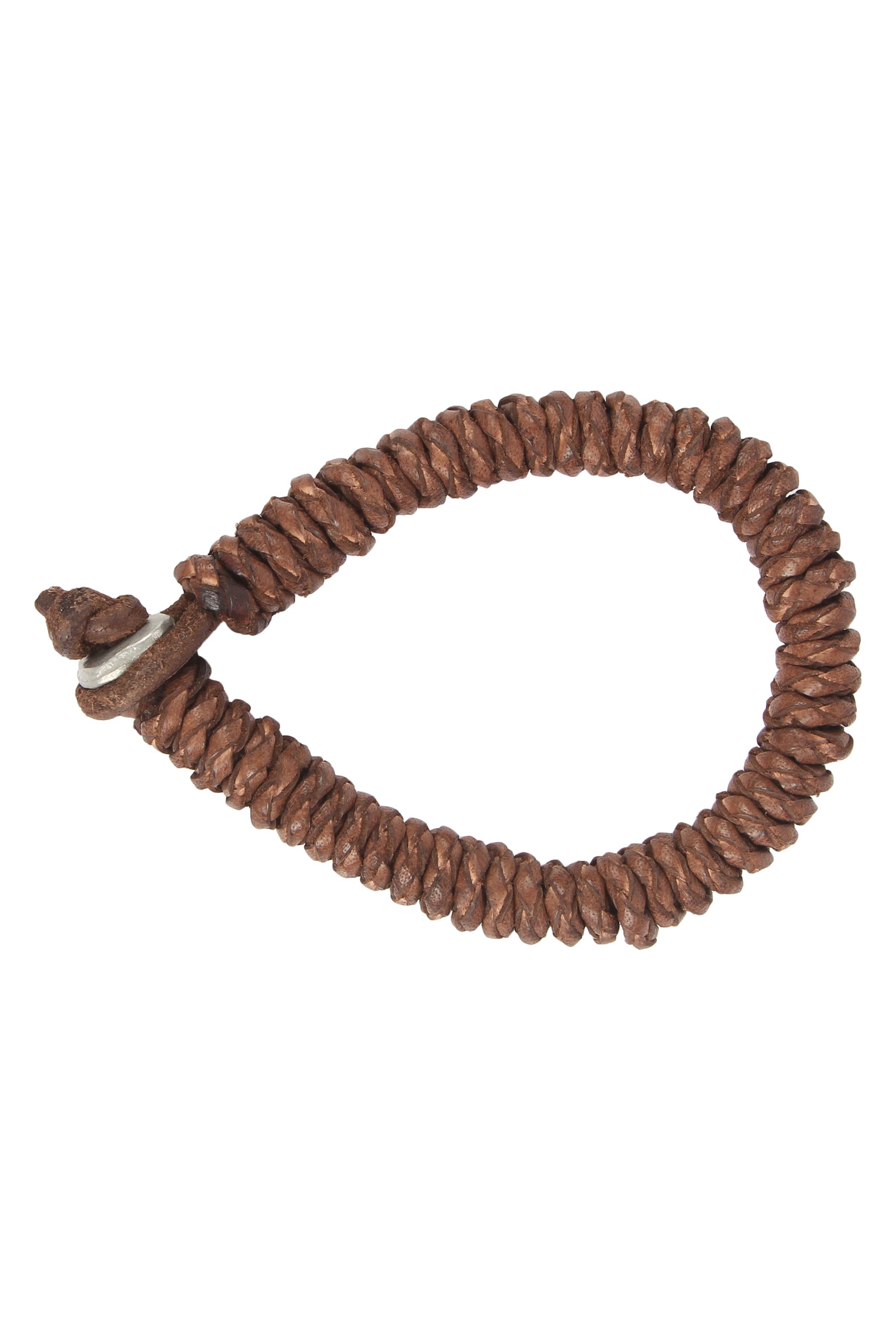 Brunt unisexarmband i läder. stängning med en metalknapp.