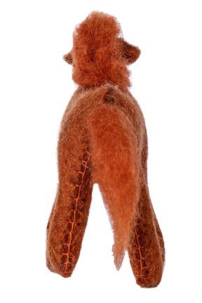 Adorable felted horse in brown shades. 100% wool and non toxic color.
