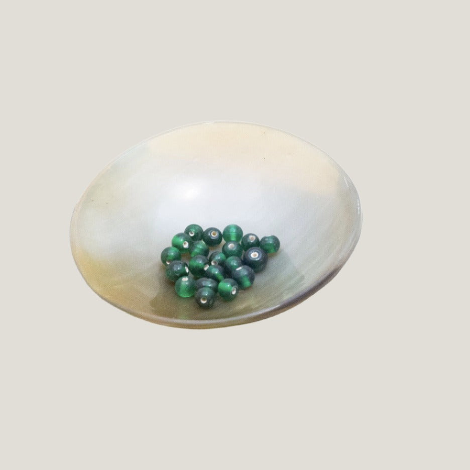 Small Green glass beads, 20 pieces