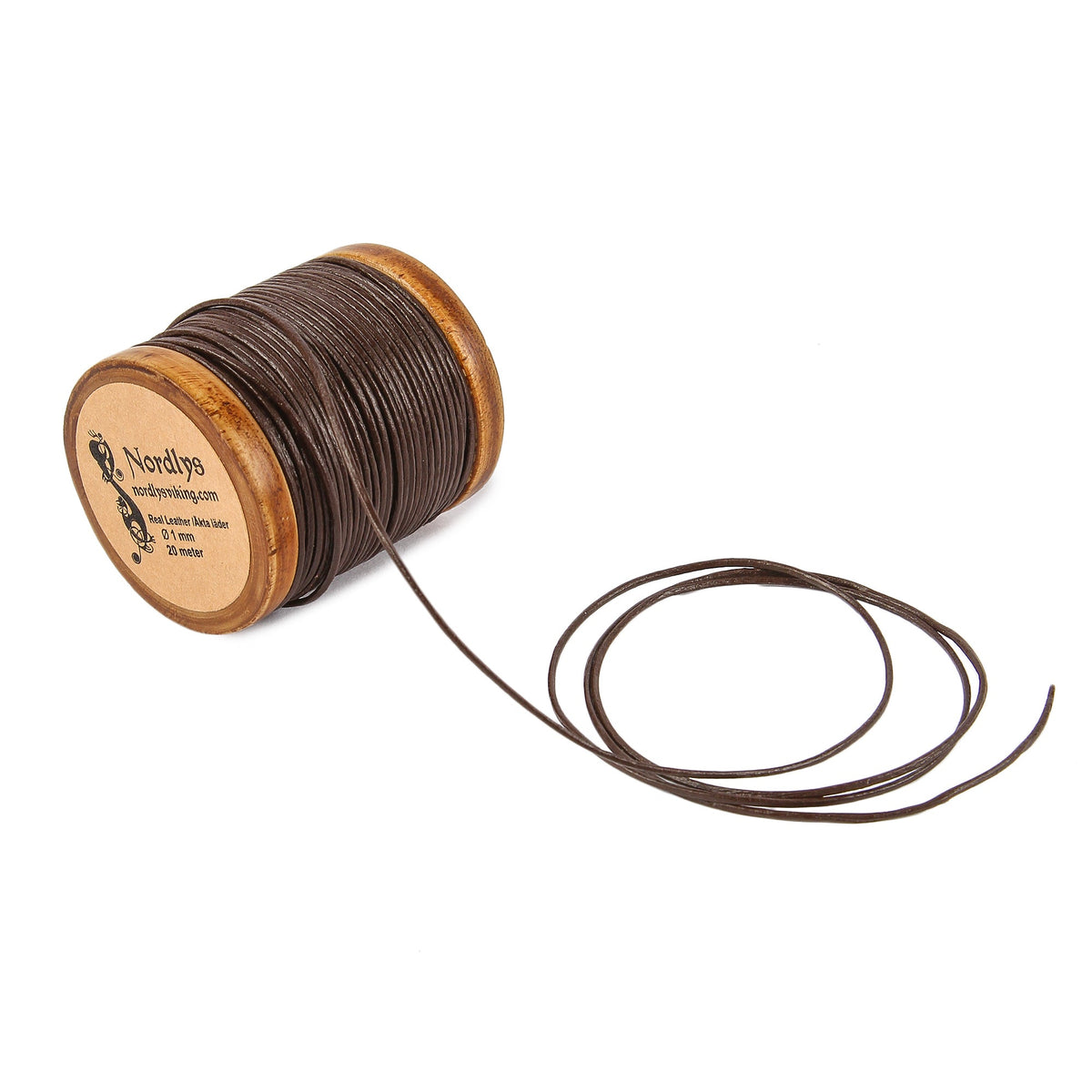 Läderband brun, 1mm, 20m