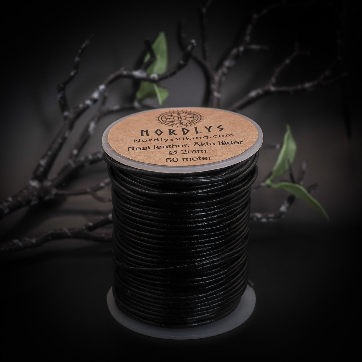 Leather Cord, 2 mm, 50 meters black