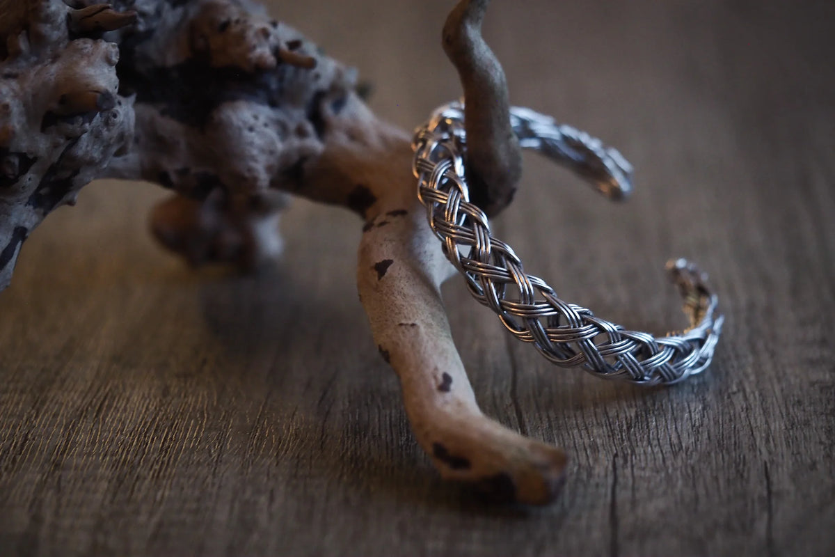 Brass braided bracelet.