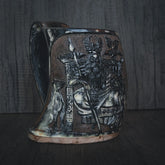 Hand carved horn mug, Allfather Odin