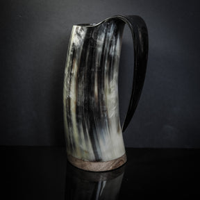 Handmade horn mug, Hammer of thor