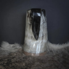 Hand carved horn mug, Allfather Odin