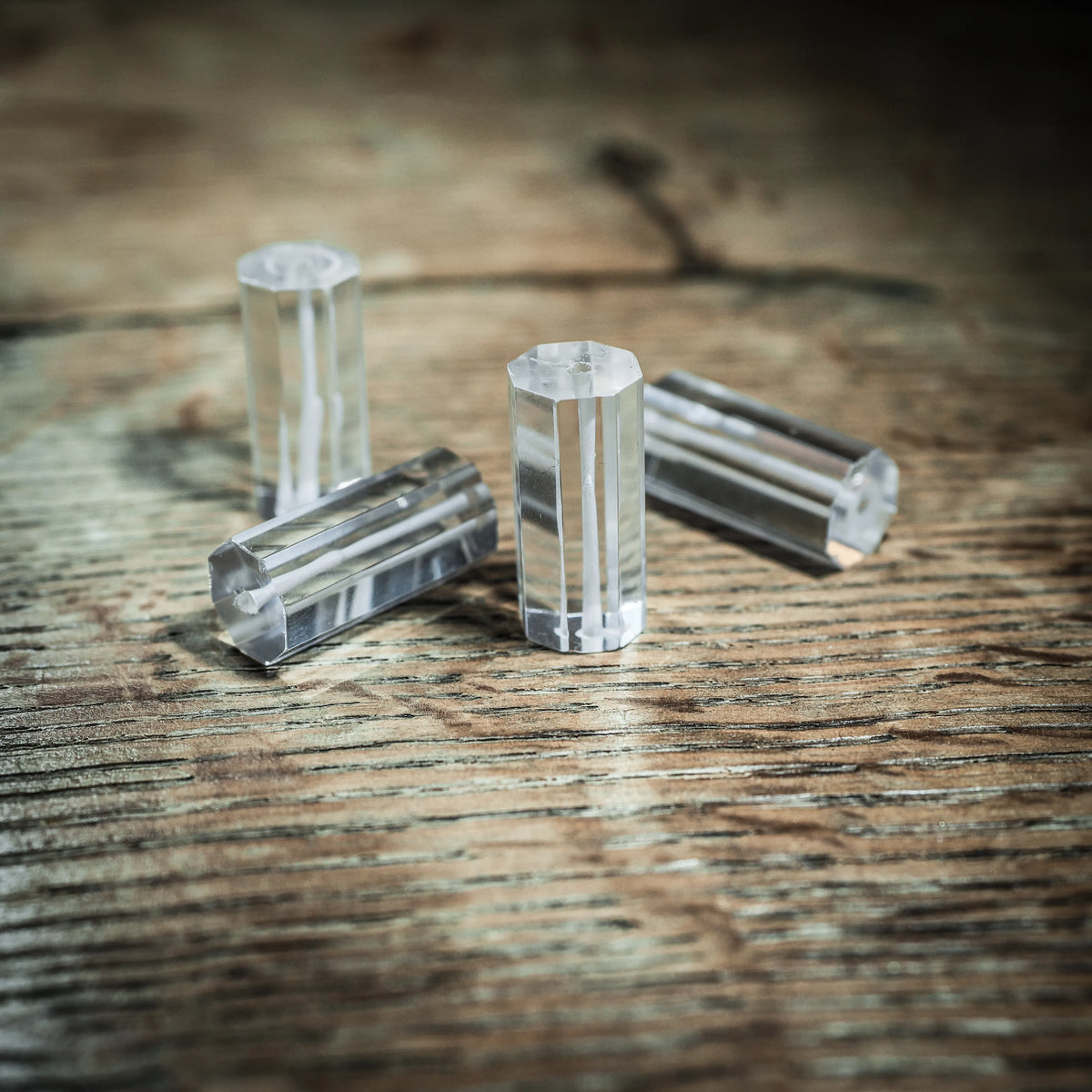 Octagonal rock crystal bead