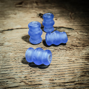 Blue matte triple bead in glass – handmade replica of a find on Gotland