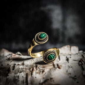 Spiralring med Malakiter