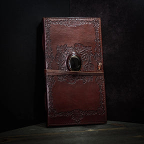 Leather book with stone, large