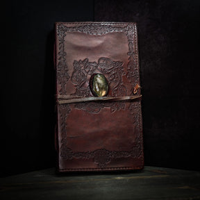 Leather book with stone, large