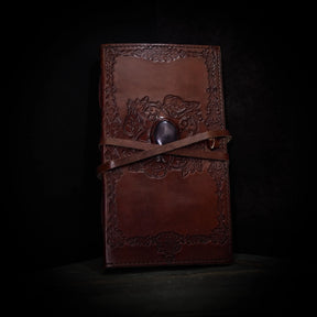 Leather book with stone, large