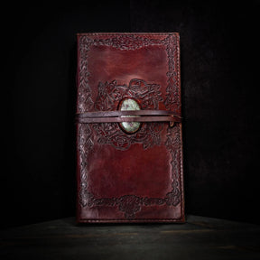 Leather book with stone, large