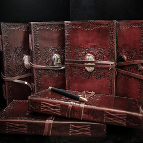 Leather book with stone, large