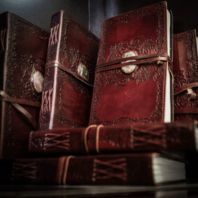 Leather book with stone, large