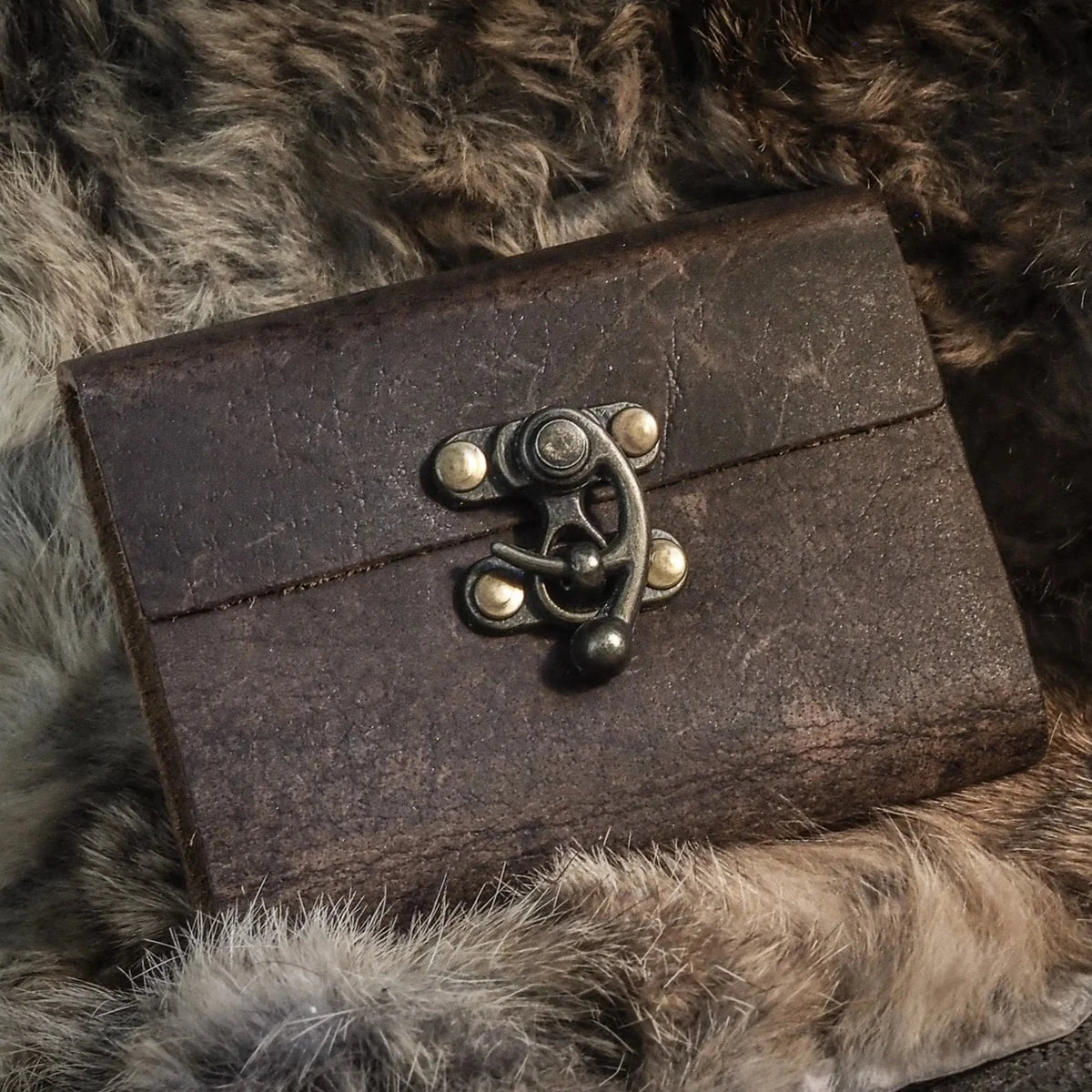 Small leather book with lock