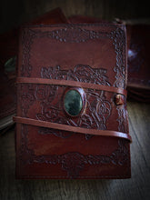 Leather notebook with stone, medium