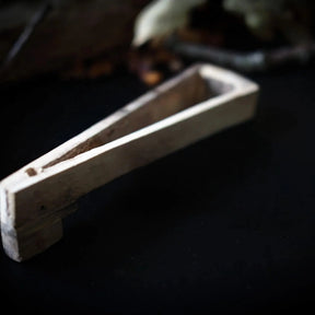 Forged jaw harp, traditional – the wooden case only, an elongated light-wood sleeve