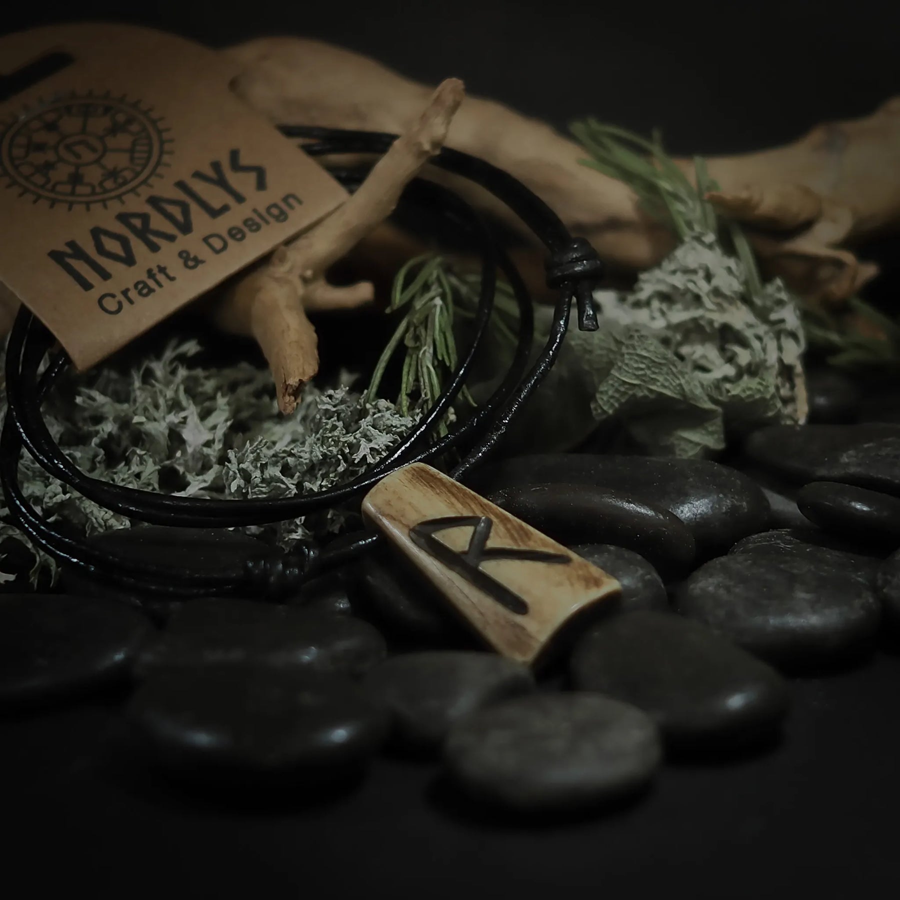 Nordic rune pendant in bone
