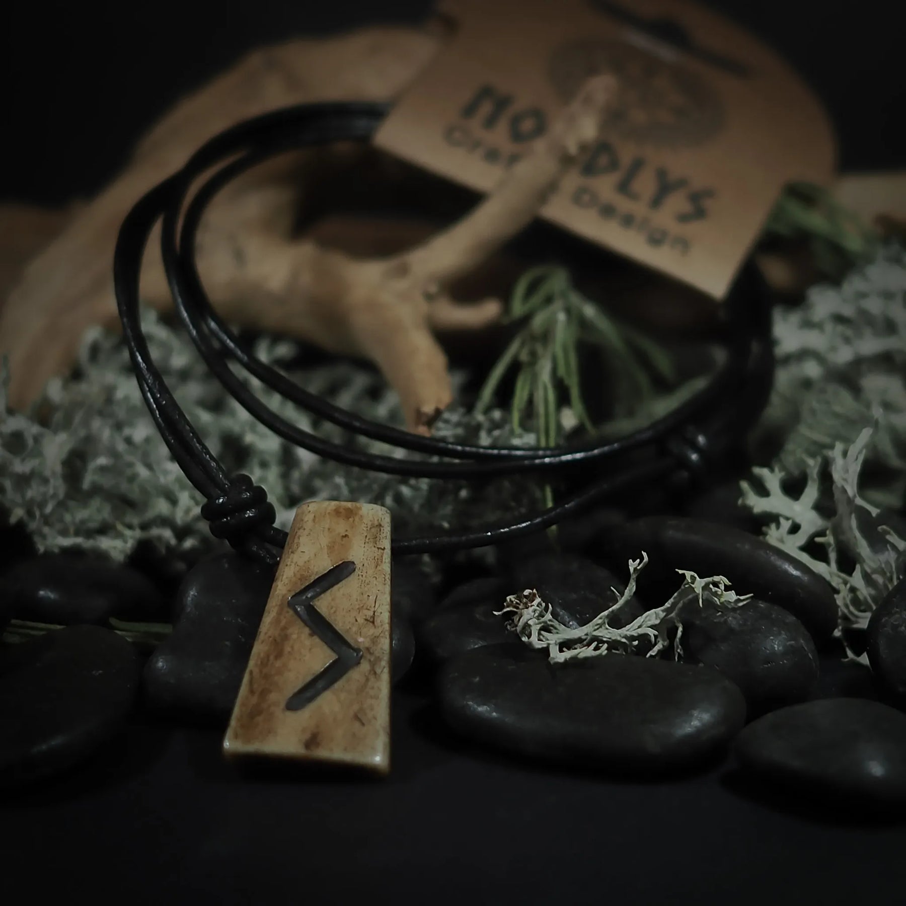 Nordic rune pendant in bone