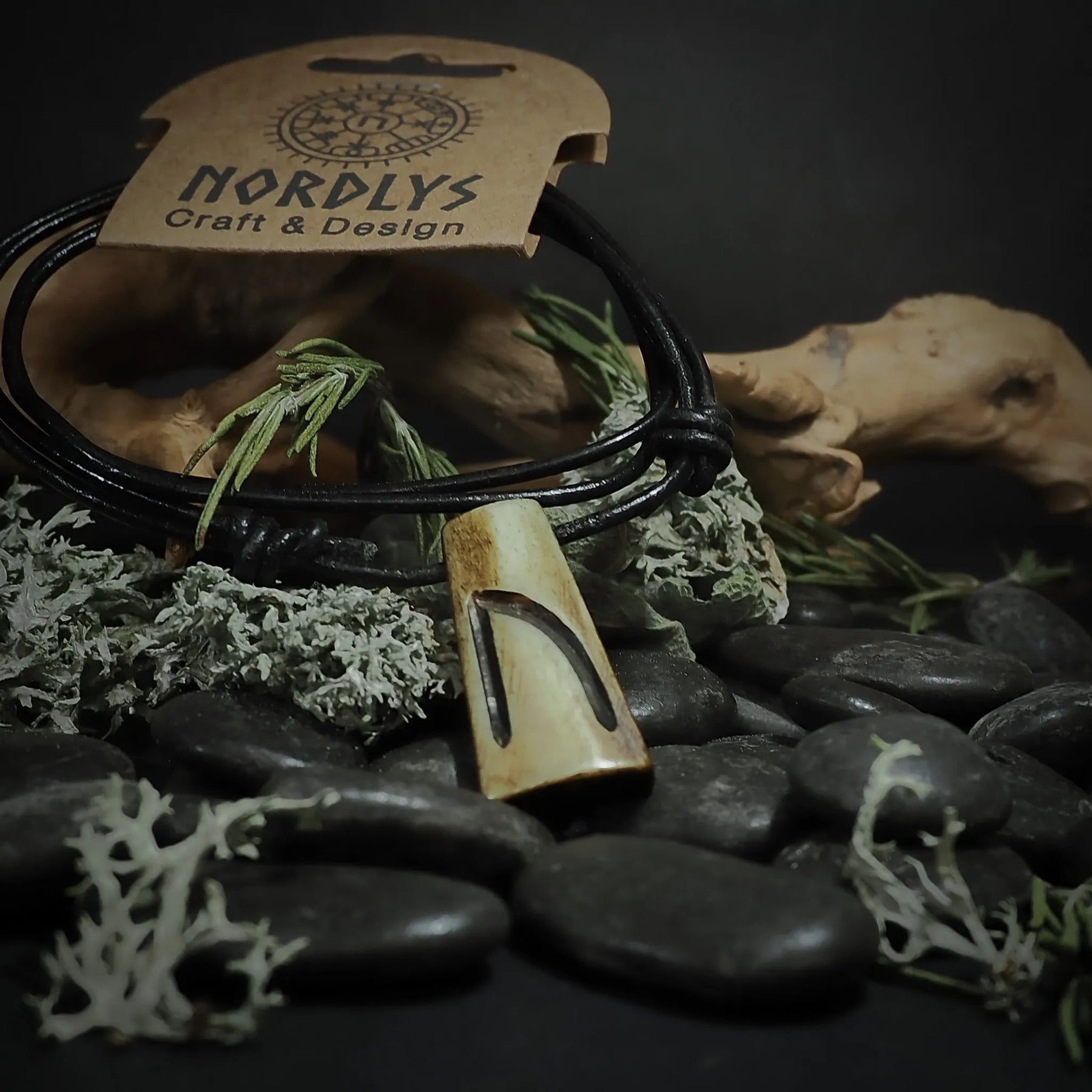 Nordic rune pendant in bone
