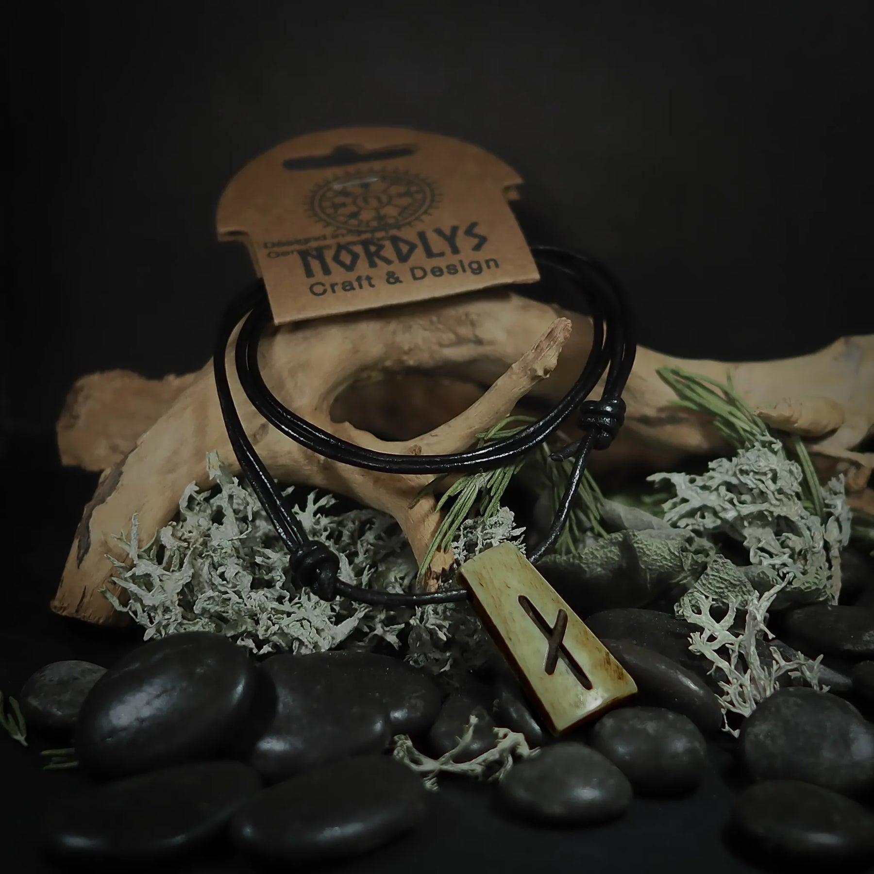 Nordic rune pendant in bone