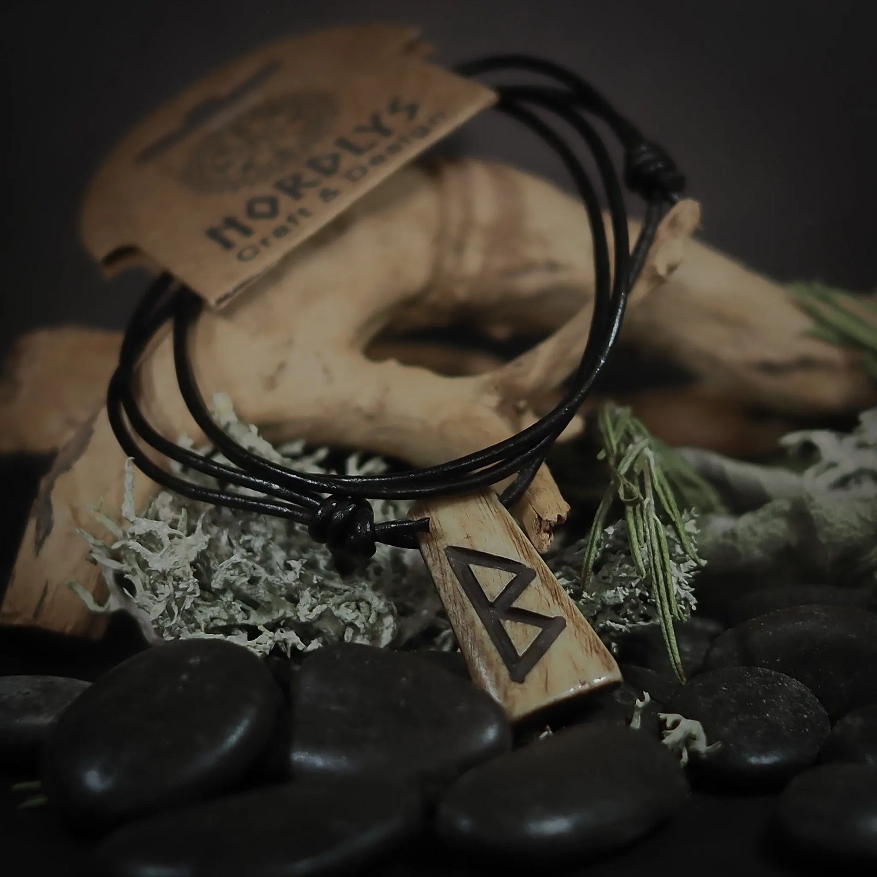 Nordic rune pendant in bone