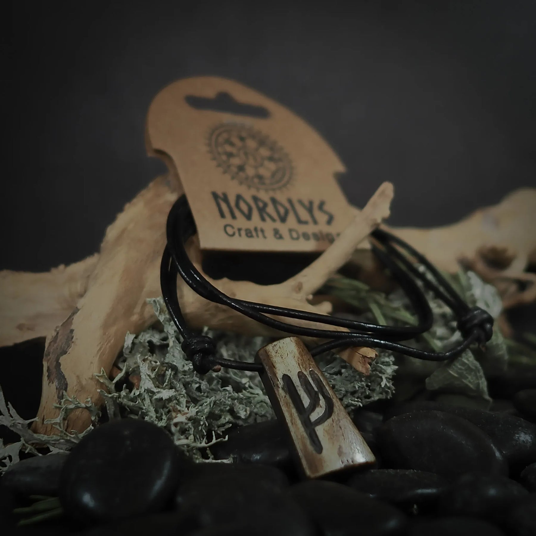 Nordic rune pendant in bone