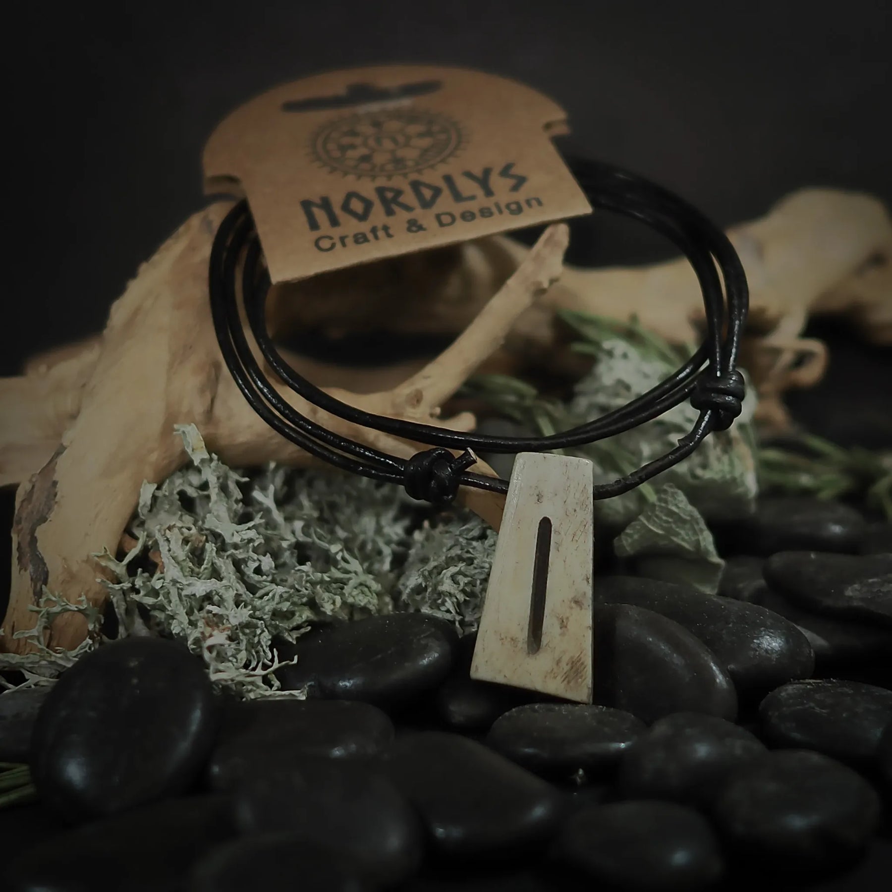 Nordic rune pendant in bone