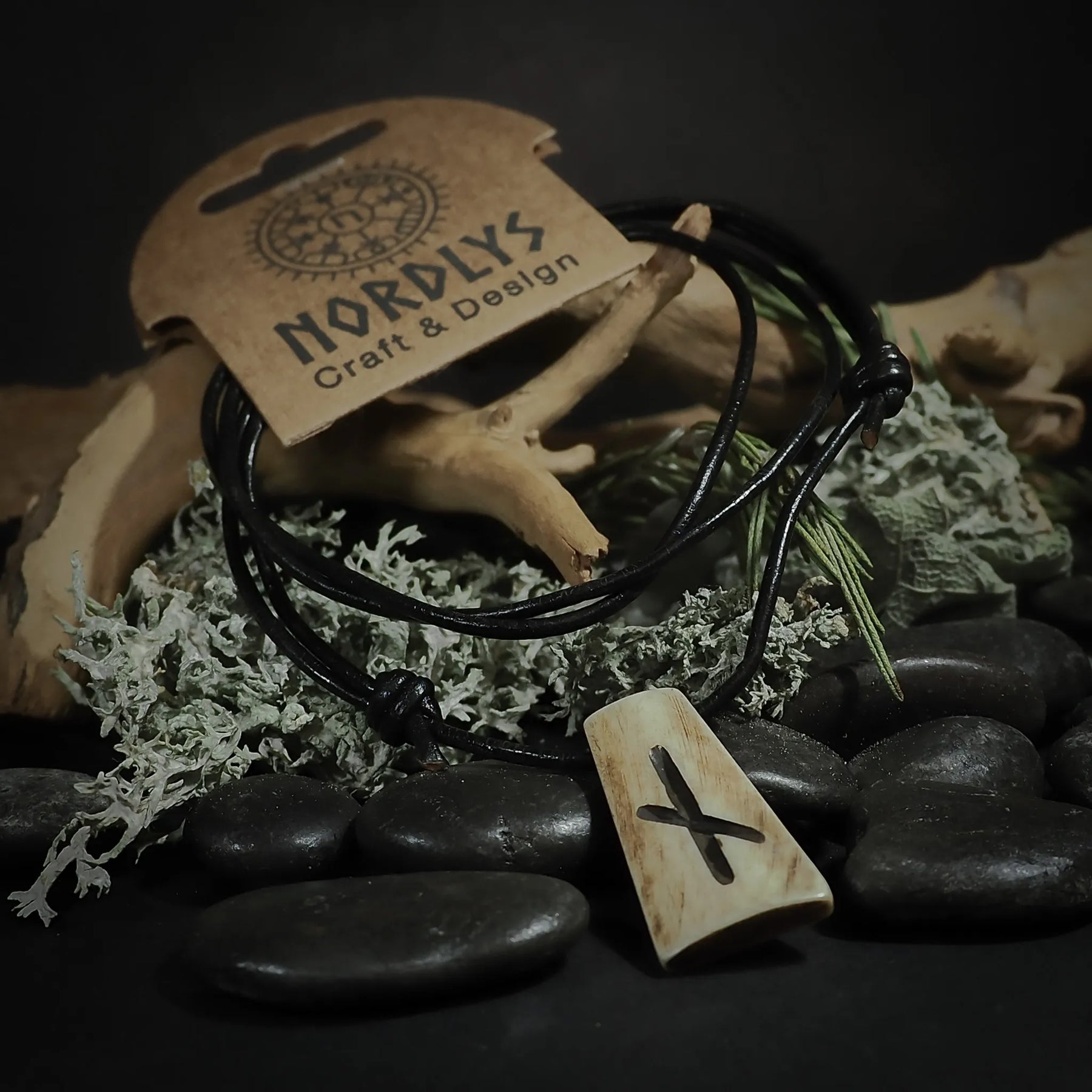 Nordic rune pendant in bone