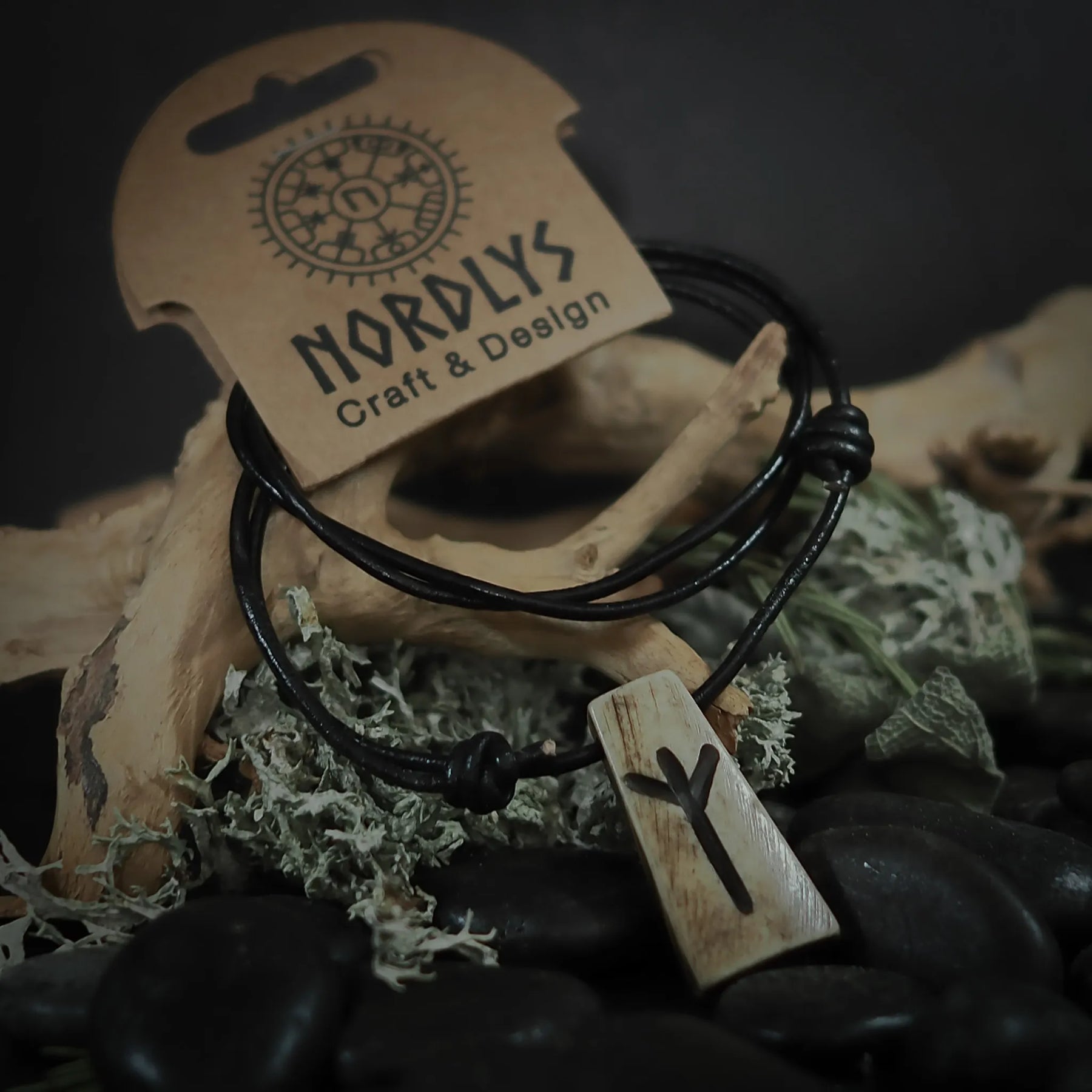 Nordic rune pendant in bone