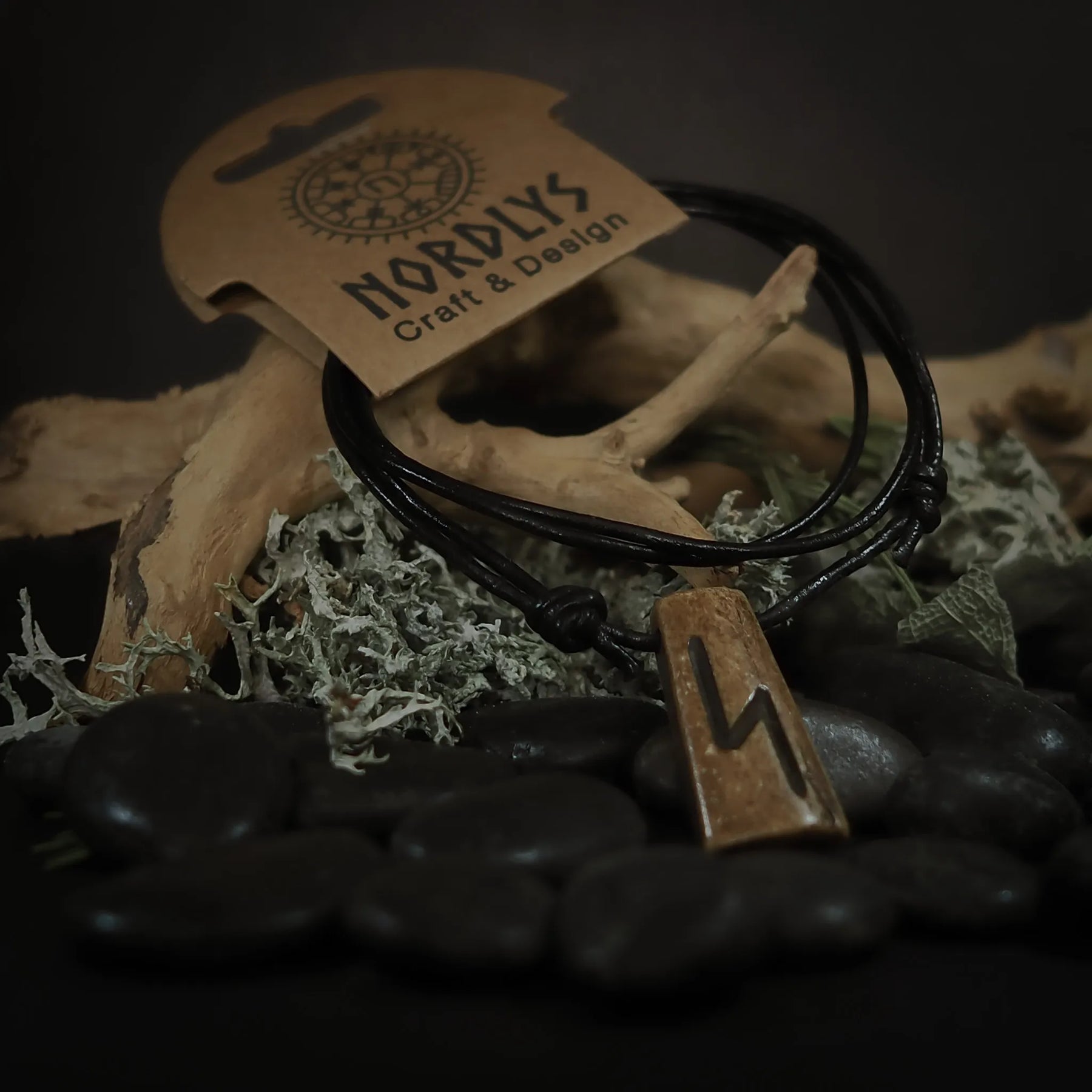Nordic rune pendant in bone