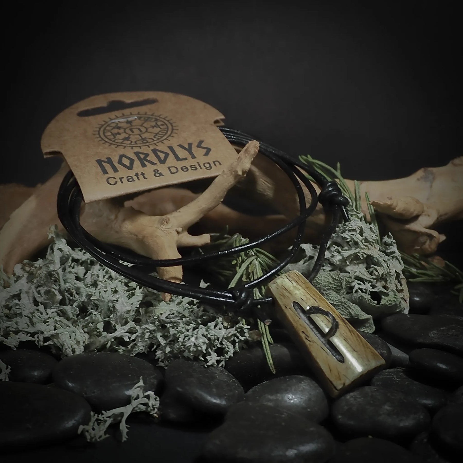 Nordic rune pendant in bone