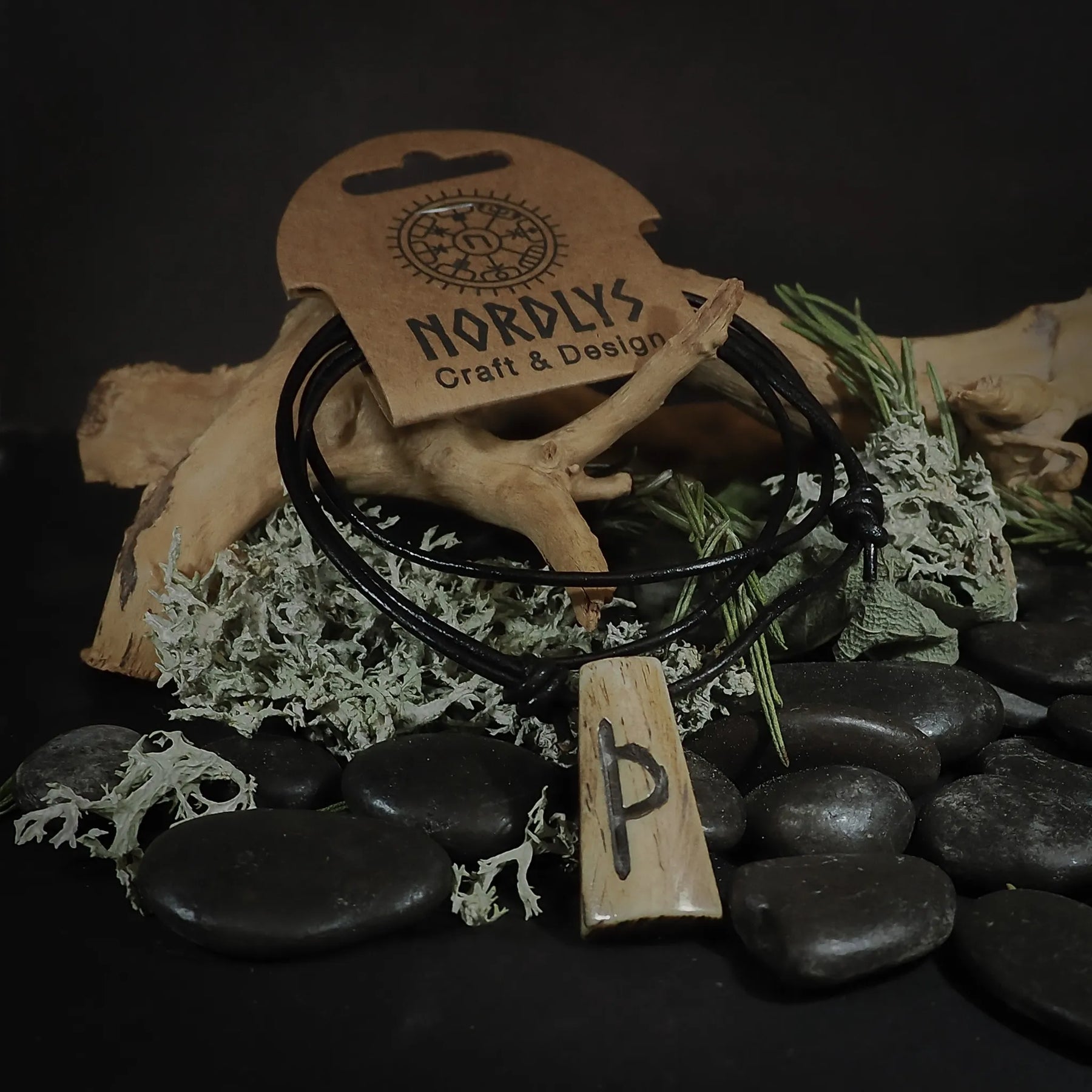 Nordic rune pendant in bone