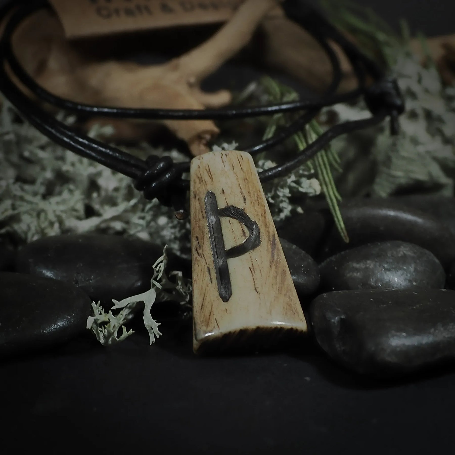 Nordic rune pendant in bone