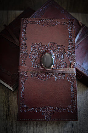 Leather book with stone, large