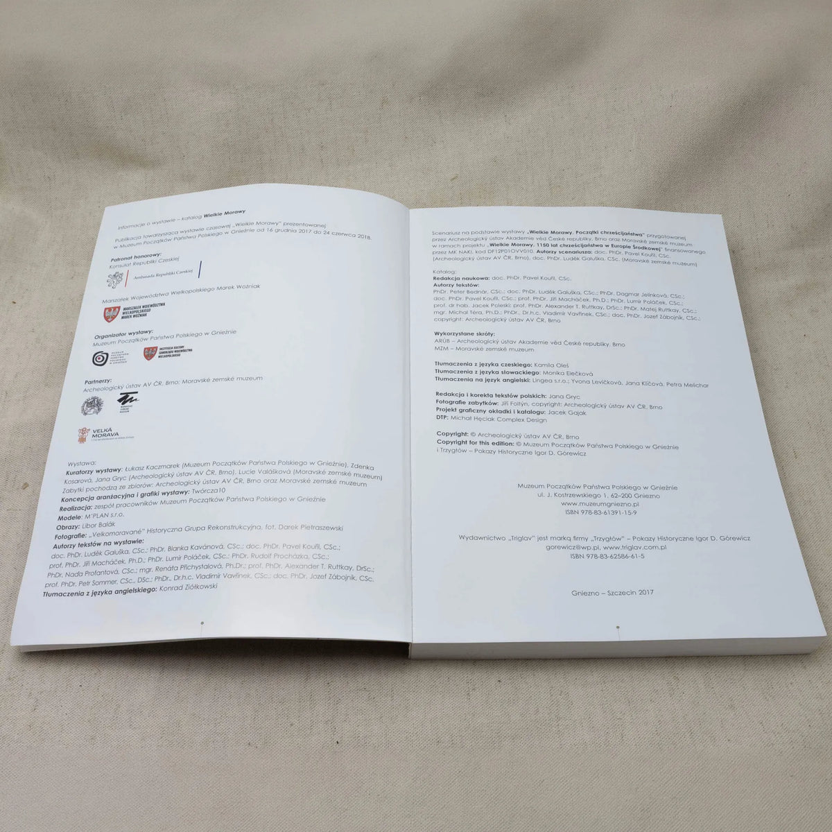 Boken Great Moravia – uppslagen vid informations- och kolofonsida