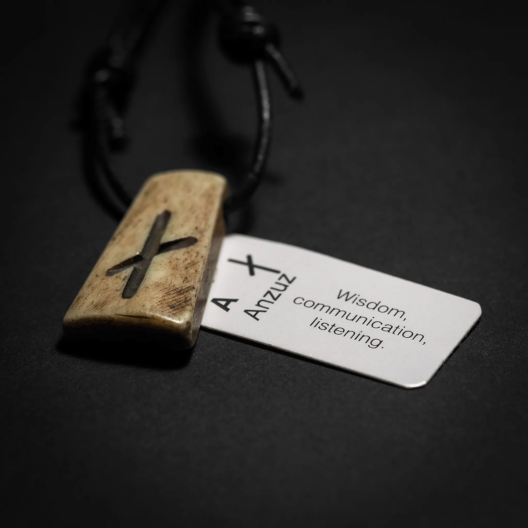 Ox Fire Rune Necklace - Rune on oxbone - Nordlys Viking