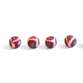 Red glass bead with decoration, matt
