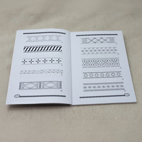 Vendel and Dark Age Vol. 4 – spread with numbered border patterns in black and white