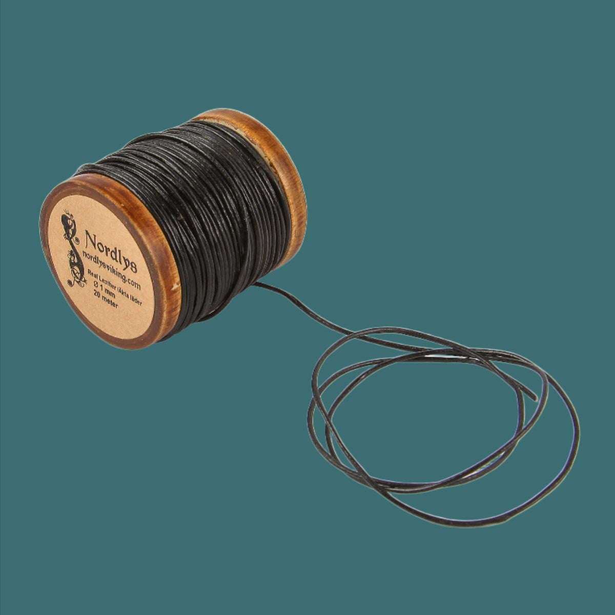 Leather cord black, 20 m, 1 mm