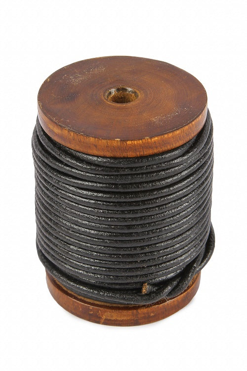 Leather string black, 3mm, 20m